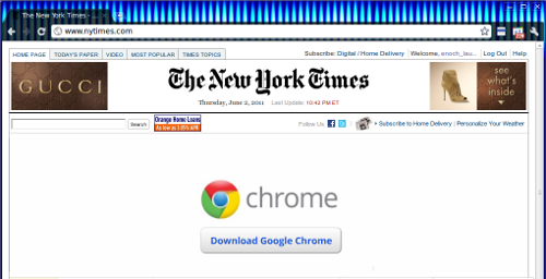 Chrome advertisement on NYTimes.com